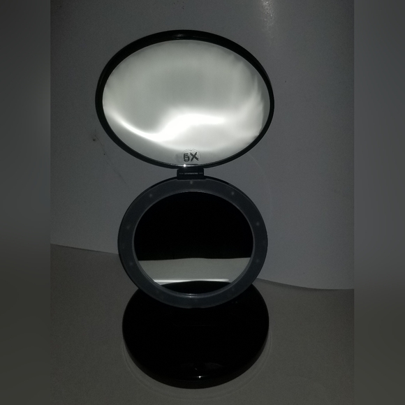 Black Dual Magnifying Mirror w/ Crystal Initial by Lori Greiner - Letter K - Picture 8 of 9